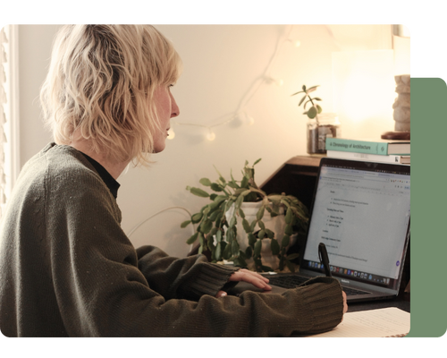 Jo Delacourt Working at Desk 1 Jo Delacourt Working at Desk 1